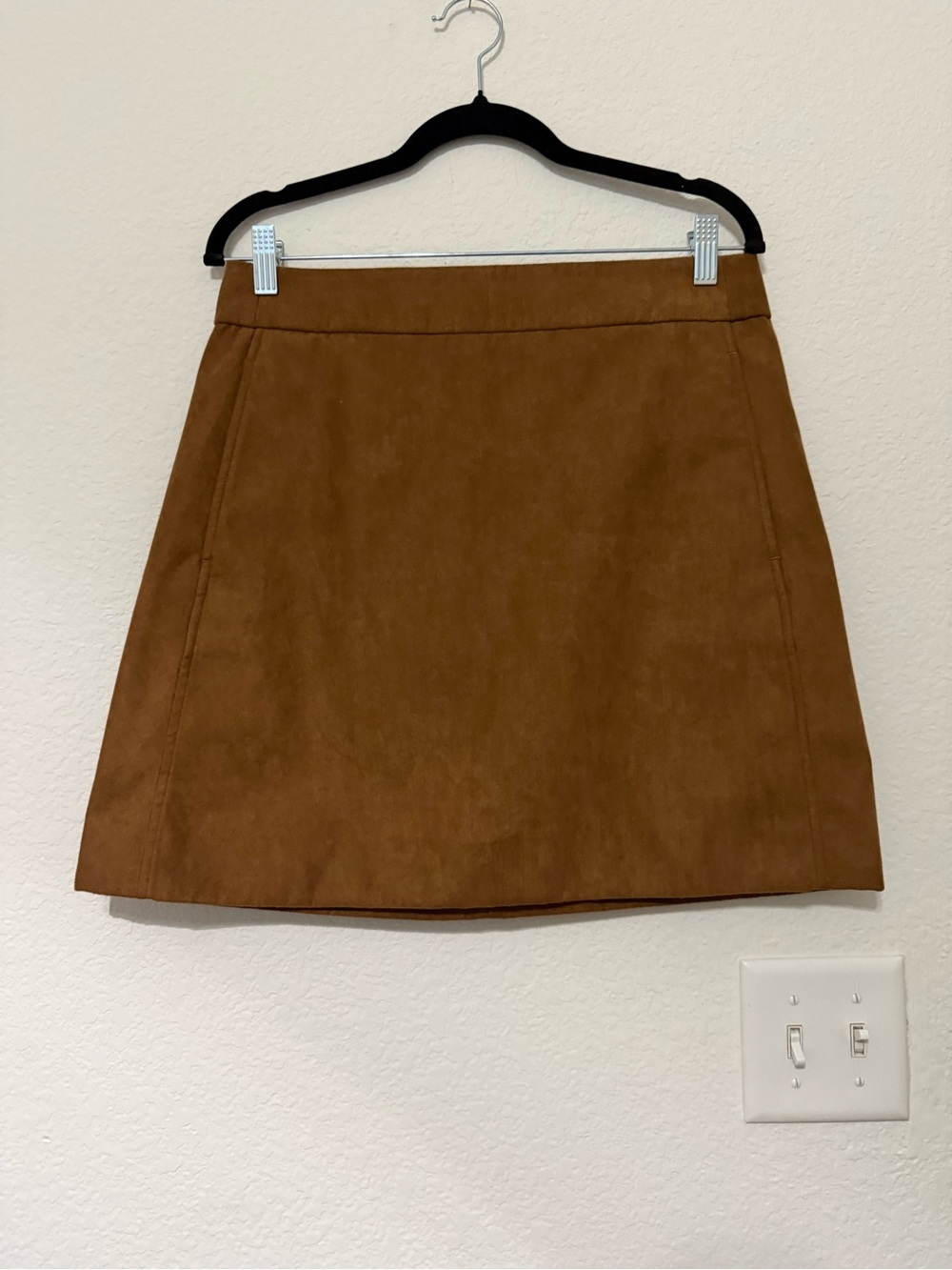 J. Crew Brown Faux Suede A-Line Mini Skirt